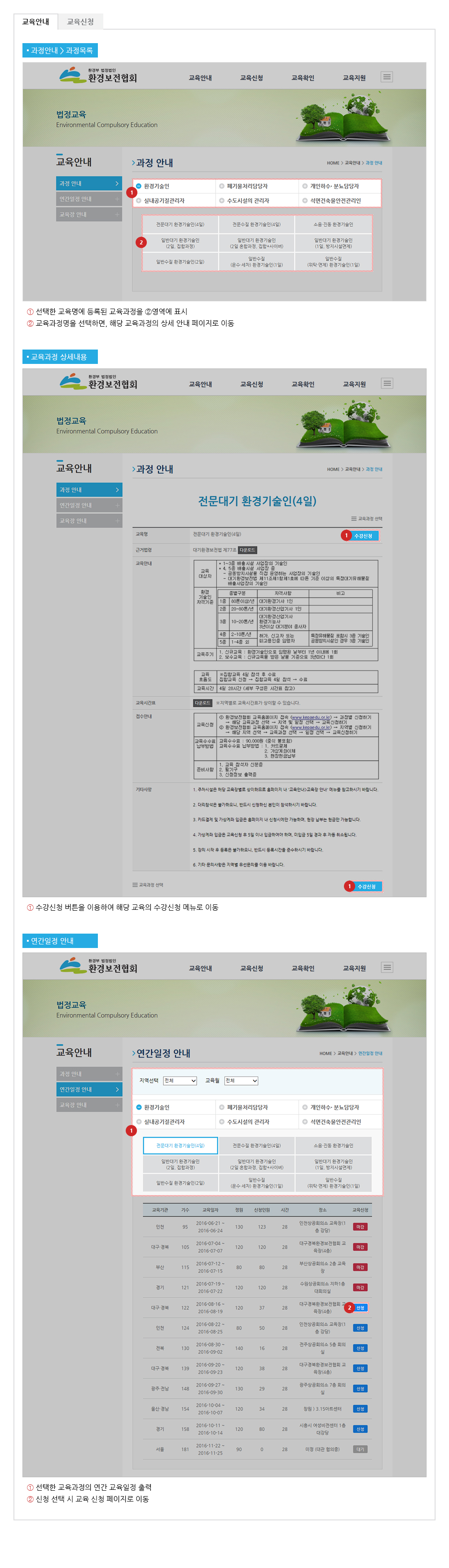 환경보전협회 접수 방법 안내 팝업